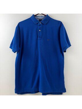 Tommy Hilfiger Mens Blue Polo Shirt M Classic Fit Cotton Short Sleeve